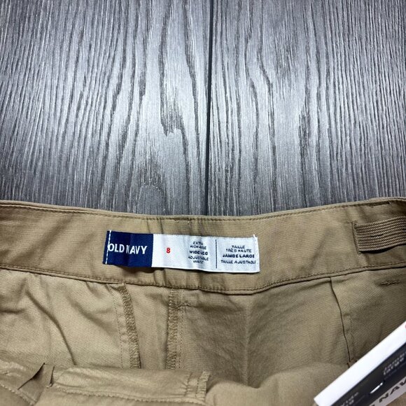 Old Navy Wide Leg Extra High Rise Khaki Brown Pants New NWT Womens 8 30 x 29 - Picture 5 of 9
